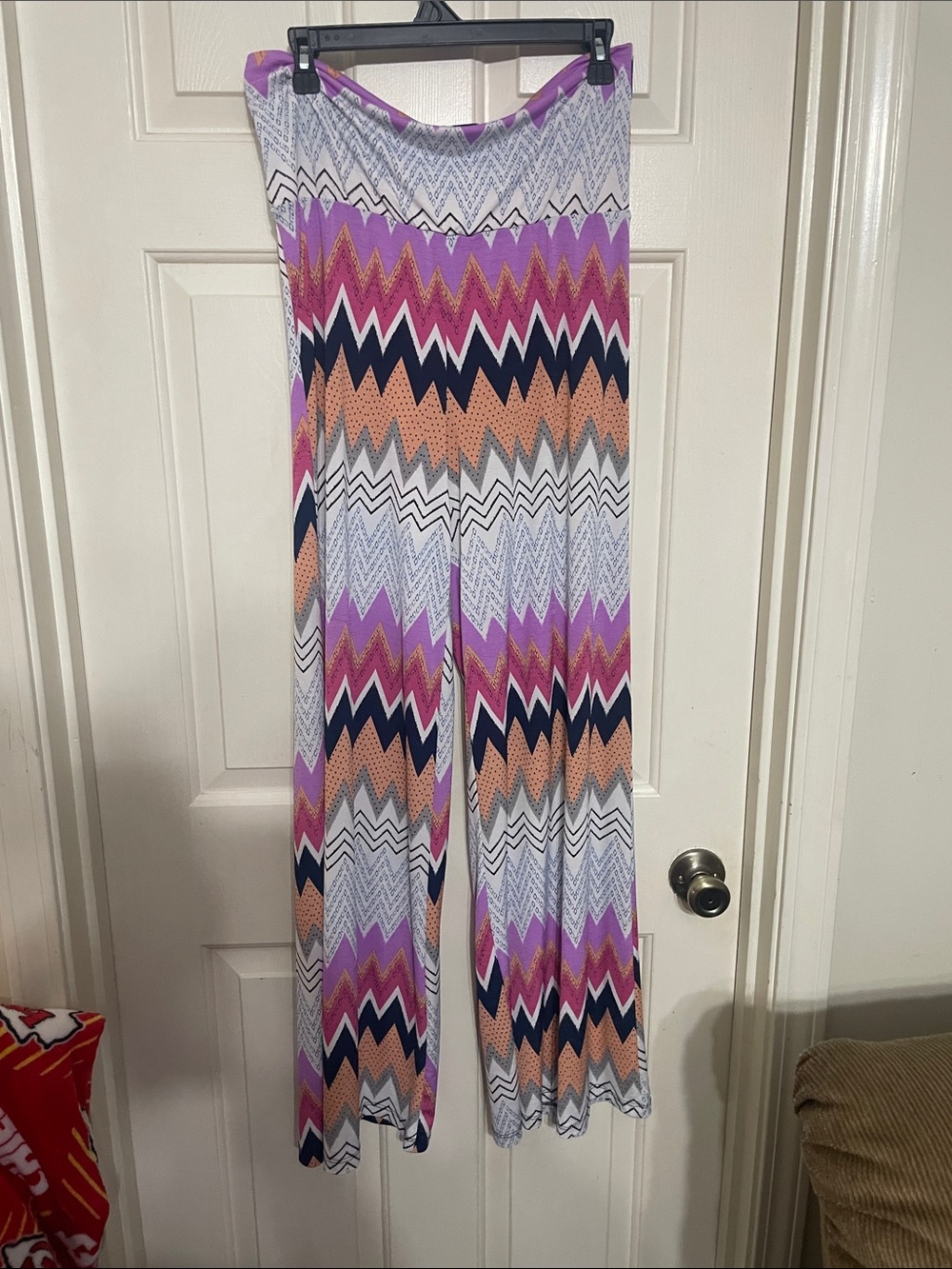 Wide-Leg Chevron Palazzo Pants in Lavender Multi